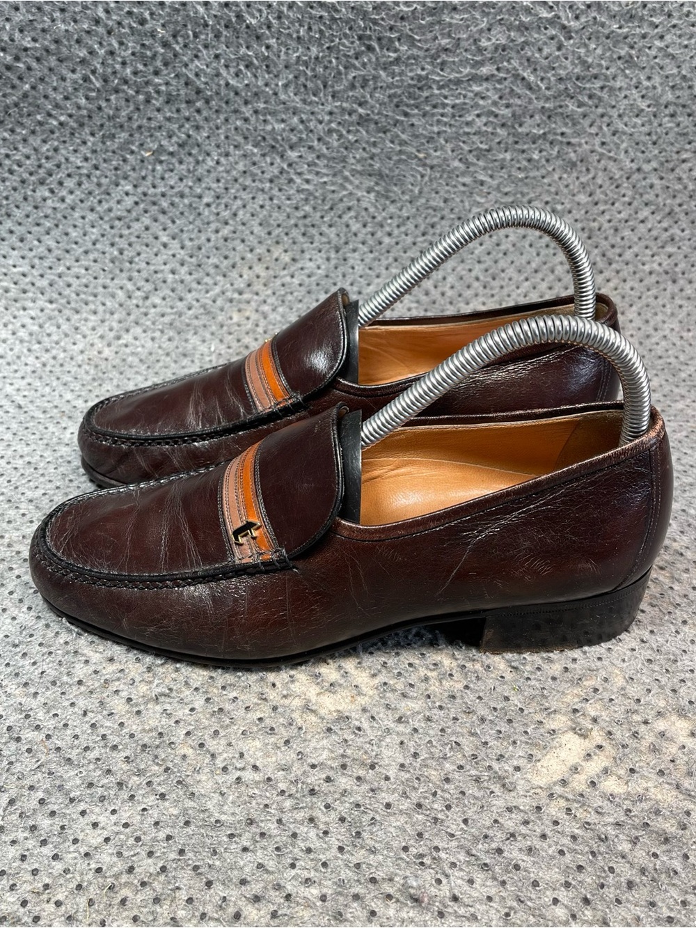 A. Testoni Red Brown Leather Loafers Size 4.5 Women’s